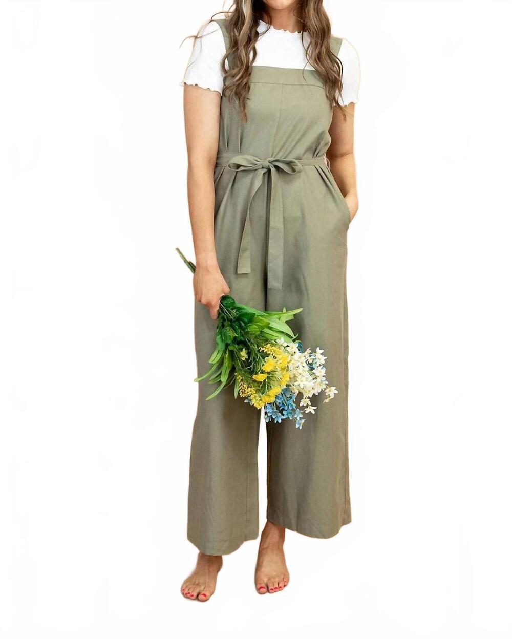 NEW WISHLIST clarre wide leg romper in olive green